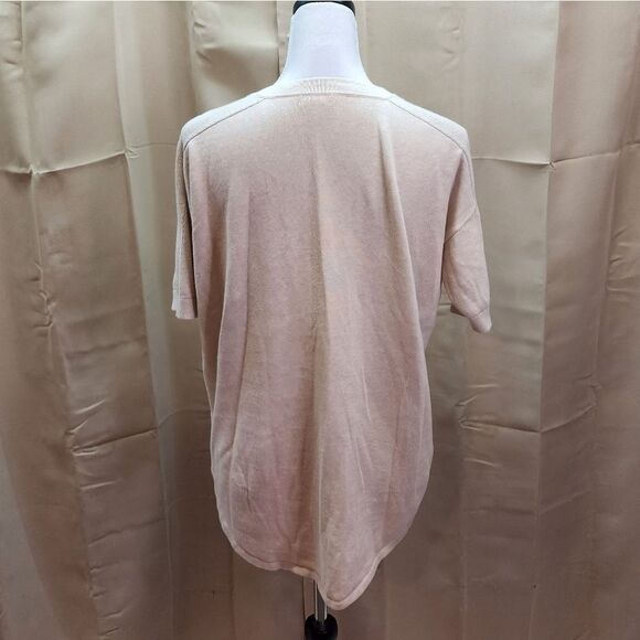 Garnet Hill Cream Linen Blend Short Sleeve Sweater Size Medium - Picture 9 of 10